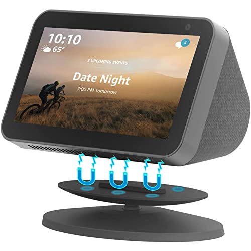 Miimall Soporte Compatible con Echo Show 5(Gen 1 / Gen 2), Soporte Magnético Regulable, Giratorio e Inclinable, Soportes de Base Redonda para Echo Show 5(Gen 1 / Gen 2)-Negro