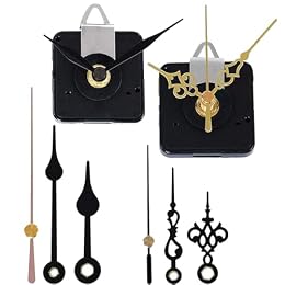 EMOON 2 Pack High Torque Clock Movement Mechanism with 4 Pairs of Short Hands Battery Operated Quartz Clock Motor Kit DIY Repair Parts Replacement, 7/8 Inch Total Shaft Length