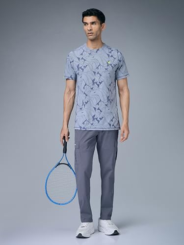Image of TECHNOSPORT Men's Regular Fit Mid Rise Polyester Solid Cargos for Activewear, Regular Use and Quick Dry