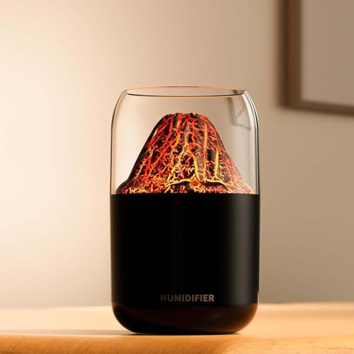 Image of Volcano Flame Humidifier & Diffuser | LED Atmosphere Light, Aromatherapy Oil Diffuser | Noiseless & Safe with Auto Power Off for Home /Office