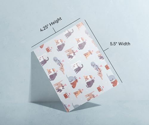 Image of Twigs Paper Note Cards - 12 Assorted Cat Pattern Designs with Envelopes - Made in the USA - Eco-Friendly Blank Cards for Everyday Correspondence - 5.5 x 4.25 Inches