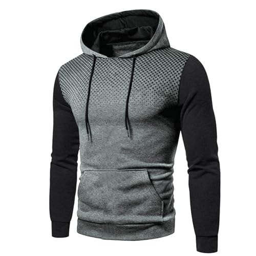 Mens Hoodies Gym Athletic Workout Fashion Hooded Shirt Color Block Slim Fit Sweatshirt Long Sleeve Drawstring Hoodie