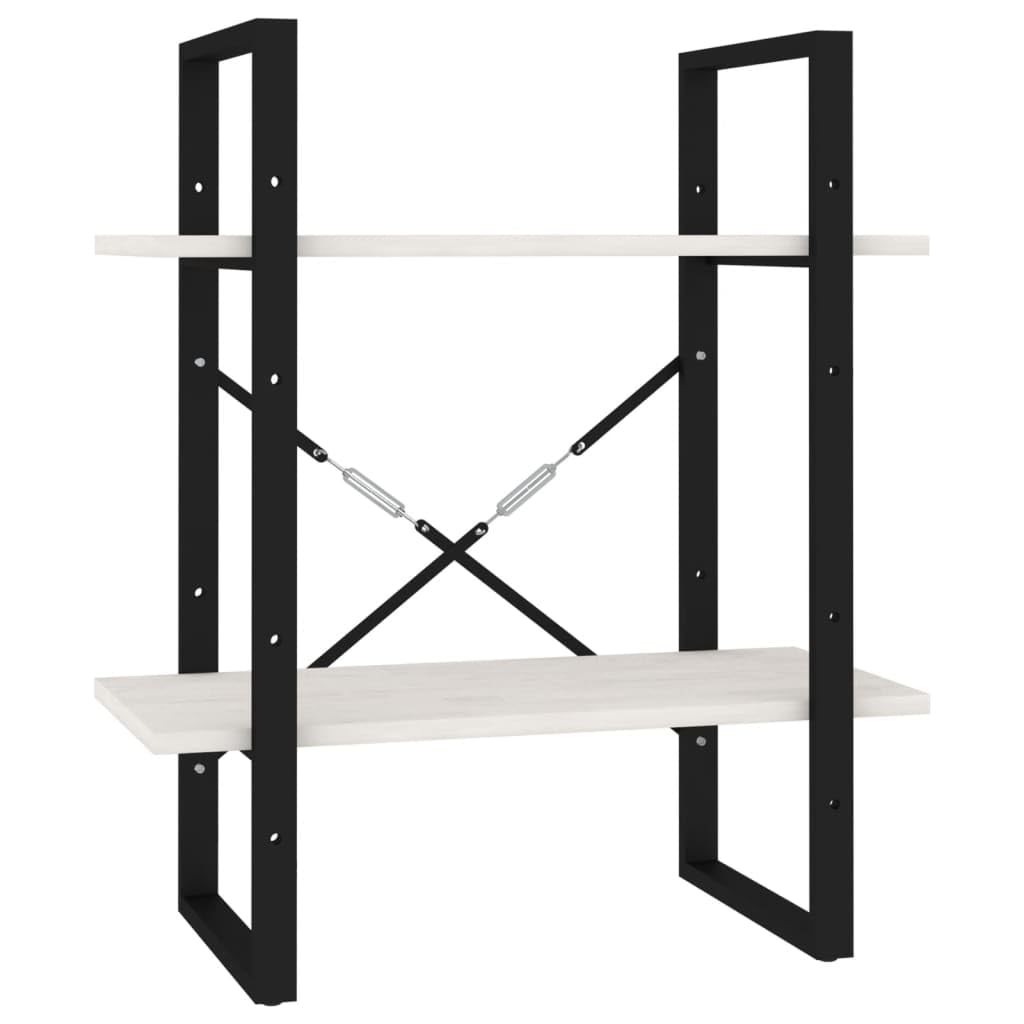 Libreria a 2 Ripiani in Pino Massello Bianca 60x30x70 cm | Scaffale autoportante compatto per soggiorno e studio, adatto per organizzare riviste e oggetti d'arredo con stile.