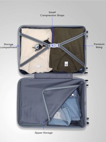 Image of Wesley Golfer Style Cabin 57 cm Small 8 Wheel Hard Case Trolley Bag Suitcase,(57cm, Grey)