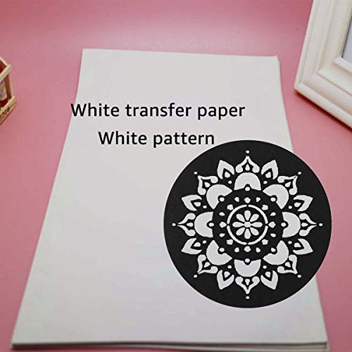 150 Pieces White Carbon Transfer Paper White Transfer Tracing Paper White Carbon Graphite Copy Paper with 5 PCS Embossing Stylus Dotting Tools for Wood, Paper, Canvas, Cloth, 11.7 x 8.3 Inch
