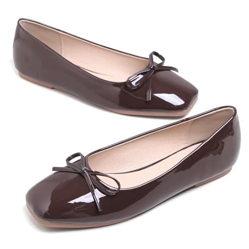 Image of Dear Time Women's Casual Foldable Ballet Flats Square Toe Ballerina Flats Shoes Comfortable