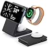 3 in 1 Wireless Charging Station for Multiple Devices, Fast Foldable Travel Mag-Safe Stand for iPhone 16/15/14/13/12/Series, Magnetic Charger for Apple Watch 10/Ultra 2/AirPods 4 with 20W Adapter