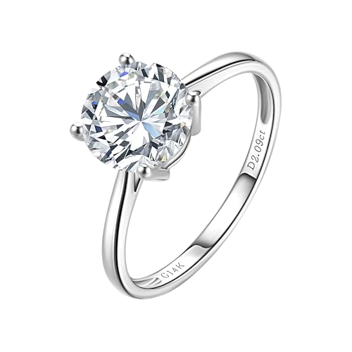 CRITI RORA 2 Carat Lab Grown Diamond Engagement Ring 14K White Gold,IGI Certified Round Cut (E-F Color VS1-VS2) Classic 4-Prong Ring for Women,Wedding Ring (2 Carat, 7.5)
