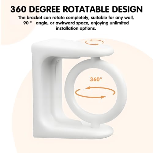 Image of HASTHIP 8Pcs Curtain Rod Holder Without Drill Self-Adhesive 360 Rotating Curtain Rod Brackets, Wall-Mounted Adjustable Holders for Towels, Room Dividers, Bathroom & Kitchen Storage