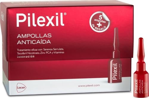 PILEXIL AMPOLLAS - Anticaída 20 x 5 ml, Aplicación Tópica, Frena la Caída del Cabello, para Hombres o Mujeres, Aumenta la Densidad, Excelente Tolerancia, Promoción 15-5 Ampollas