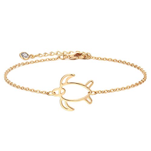 Image of MEVECCO Bracelet for Women 14K Gold Plated Dainty Chain Simple Jewelry Cute Handmade Minimalist for Her