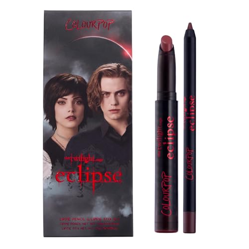 Colourpop x The Twilight Saga Eclipse Lip Kit - Warm Burgundy Brown Lip Combo with Lippie Stix Lipstick + Lippie Pencil - Long Lasting Ultra-Pigmented Cream Finish - New Love (2 Count)