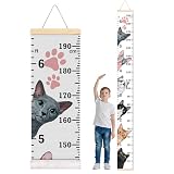 WIRESTER Kids Growth Height Measuring Chart, Canvas Wall Hanging Ruler, Child Height Measure Wall Chart for Home Nursery Classroom Bedroom Decor 76 x 7.87 Inch - Cat Faces Hide and Seek