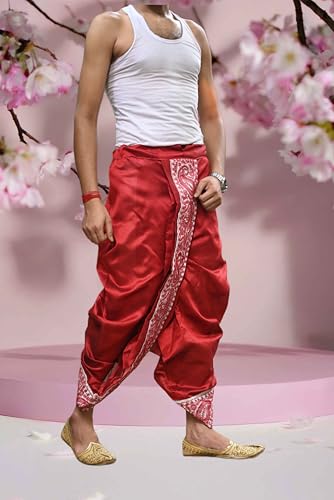 Image of Men's Ready to Wear Pant System MARWADI Embroidered Dhoti for Marriage, Party, Pooja, Festival etc. (GC009)