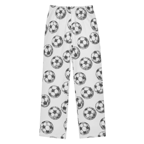 ALAZA Hipster Soccer Ball White Pajama Pants Long Sleep Pant Pajama Bottoms Elastic Waist with Pockets