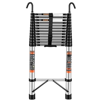 Telescoping Ladder, 16.5 FT Extension Ladder w/Hooks, Heavy Duty 330lbs Max Capacity, Collapsible Telescopic Ladder for Rv, Roof, Outdoor