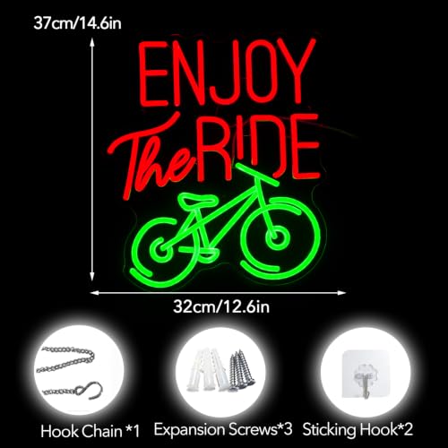 Image of Enjoy The Ride Neon Sign, Gym Sign Fitness Neon Light, Usb Powered