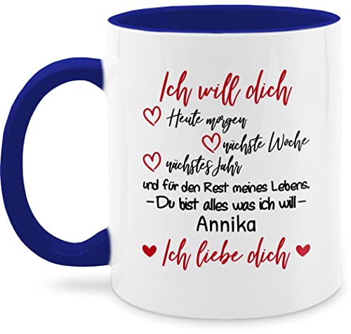 Tasse Tassen 325ml - Partner - Ich will dich für den Rest meines Lebens - 325 ml - Dunkelblau - valentinstasse partnertassen couple lieblingsmensch teetasse kaffeetasse partnertasse paare hab lieb