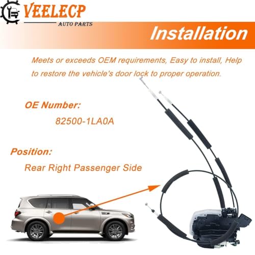 Image of Door Lock Actuator Compatible with 2011-2013 QX56, 2014-2018 QX80 Rear Right Passenger Side