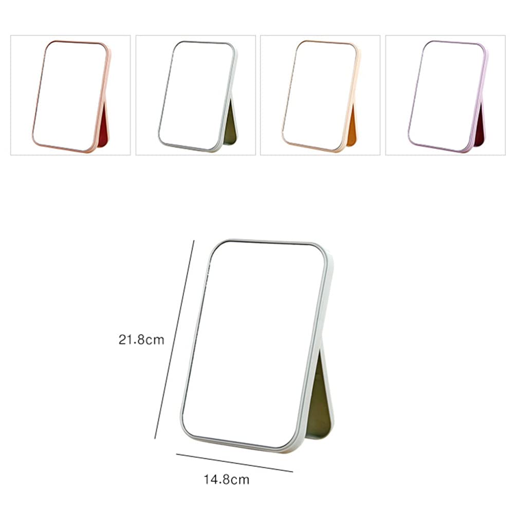 Espejo de maquillaje plegable compacto para mujeres y hombres, espejo de escritorio morado claro para el hogar, la oficina y los viajes, diseño pequeño y portátil para un fácil transporte