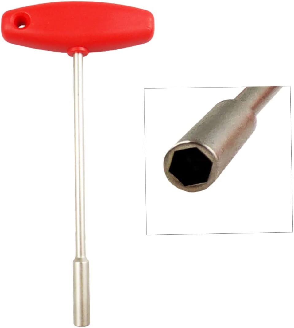Concealed Spoke Wrench Spanner, T Shape Sleeve Tool 5.5mm | Tool Steel and Plastic Build, Red Finish, Handy in Tight Spots, for Professional or Home Use