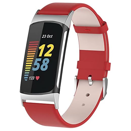 Gransho Leather Band kompatibel med Fitbit Charge 5, Genuine Leather Watches Strap (Pattern 3)