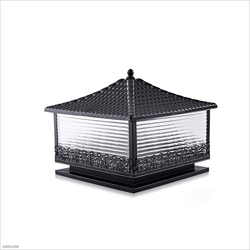 Preisvergleich Produktbild GOHHK IP65 wasserdichte Säulenlaterne Antike kreative Glaslampenschirm Säulenlampe Aluminium Druckguss Außen Regenfeste Pfostensäule Tischleuchte E27 Patio Veranda Tor Innenhof Leuchte