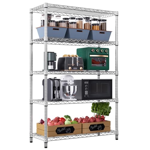 Image of M MZG 1750 LBS Storage Shelves 5-Tier Utility Shelving Unit Steel Organizer Wire Rack for Home,Kitchen,Office,Garage, Capacity 17.7 inch D x 47.2 inch W x 72.3 inch H