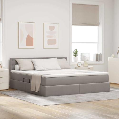 sephironlbb Moderno letto portaoggetti con materasso, tortora, 160 x 200 cm, materiale in legno, telaio con testiera, sollevamento idraulico, mobili per camera da letto