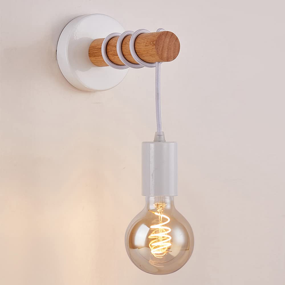 Mengjay Retro Wall Light, Vintage wall Light with an Industrial Design,Vintage Wall Sconce with E27 Lamp Holder for Bar Coffee and Living Room (White)