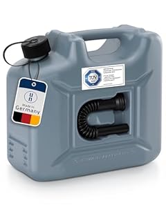 hünersdorff Kraftstoff-Kanister PROFI 10l für Benzin, Diesel und andere Gefahrgüter, UN-Zulassung, made in Germany, TÜV-geprüfte Produktion, grau