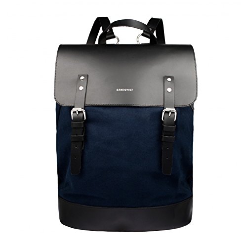 Preisvergleich Produktbild Sandqvist Hege Black Rucksack Tasche Messenger Laptop Canvas Leder Blau