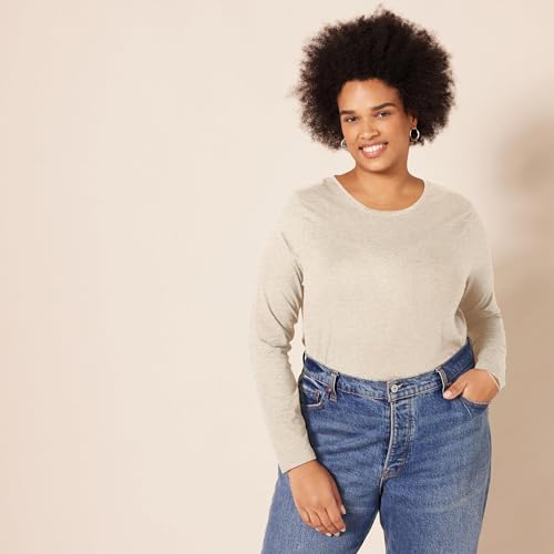 Image of Amazon Essentials Women's Regular-Fit Long-Sleeve Crewneck T-Shirt (Available in Plus Size)