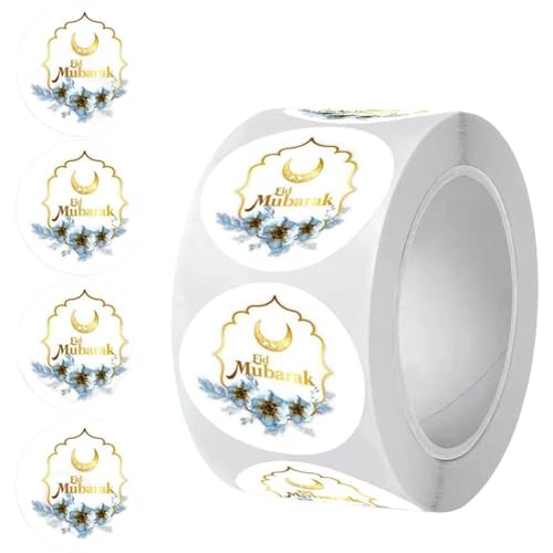 Vobumix Eid Mubarak Aufkleberrolle Ramadan Etikettenaufkleber Selbstklebende Siegelaufkleber Für Umschläge Verpackungen Und Dekorationen