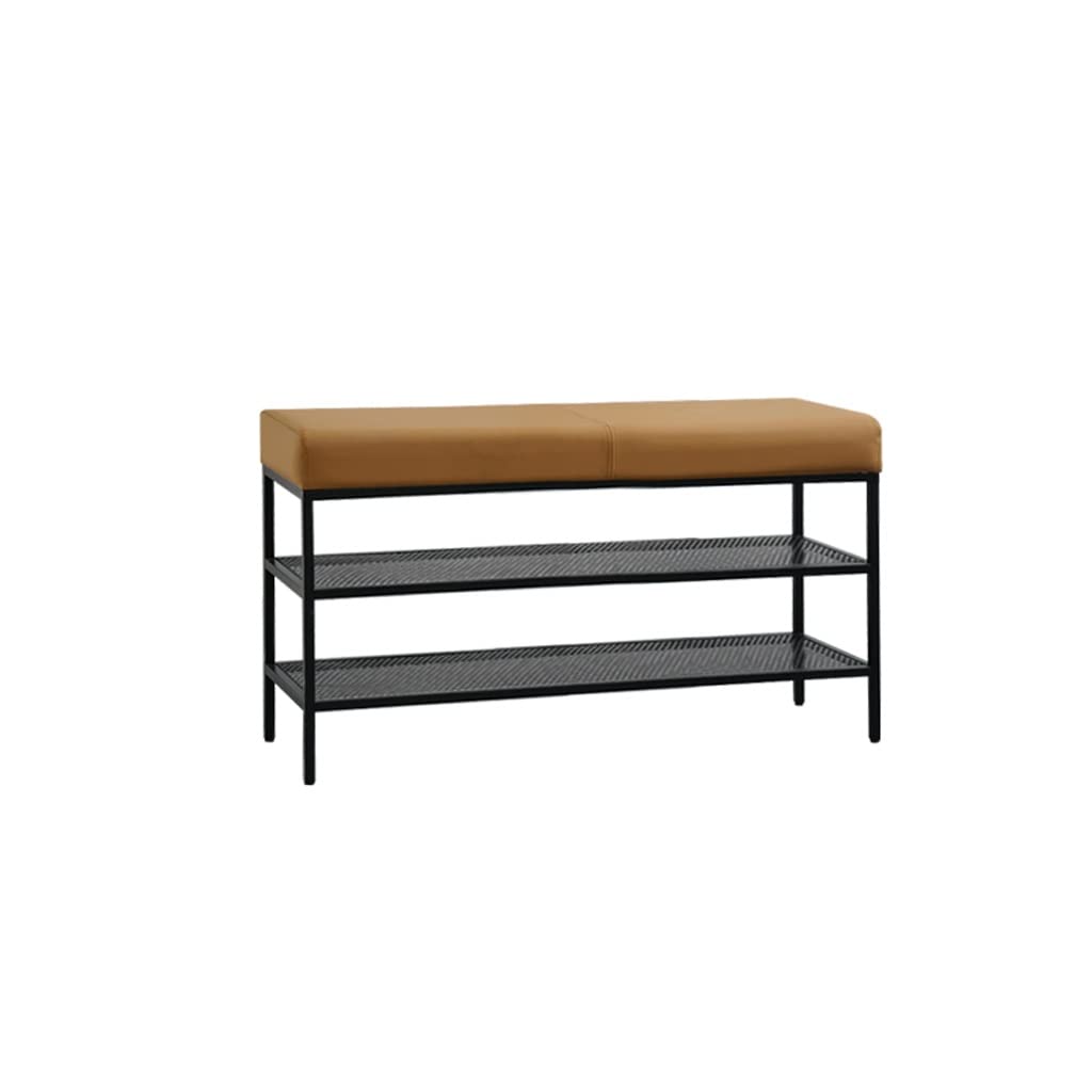 Shoe rack Shoe Rack Storage رف مقعد الأحذية مع مقعد مبطن وسادة ، مقعد تخزين للأحذية ، منظم أحذية ثنائي المستوى - مدخل غرفة المعيشة غرفة نوم خزانة أحذية معدنية Storage Shelf Shoe Shoe Rack Bench