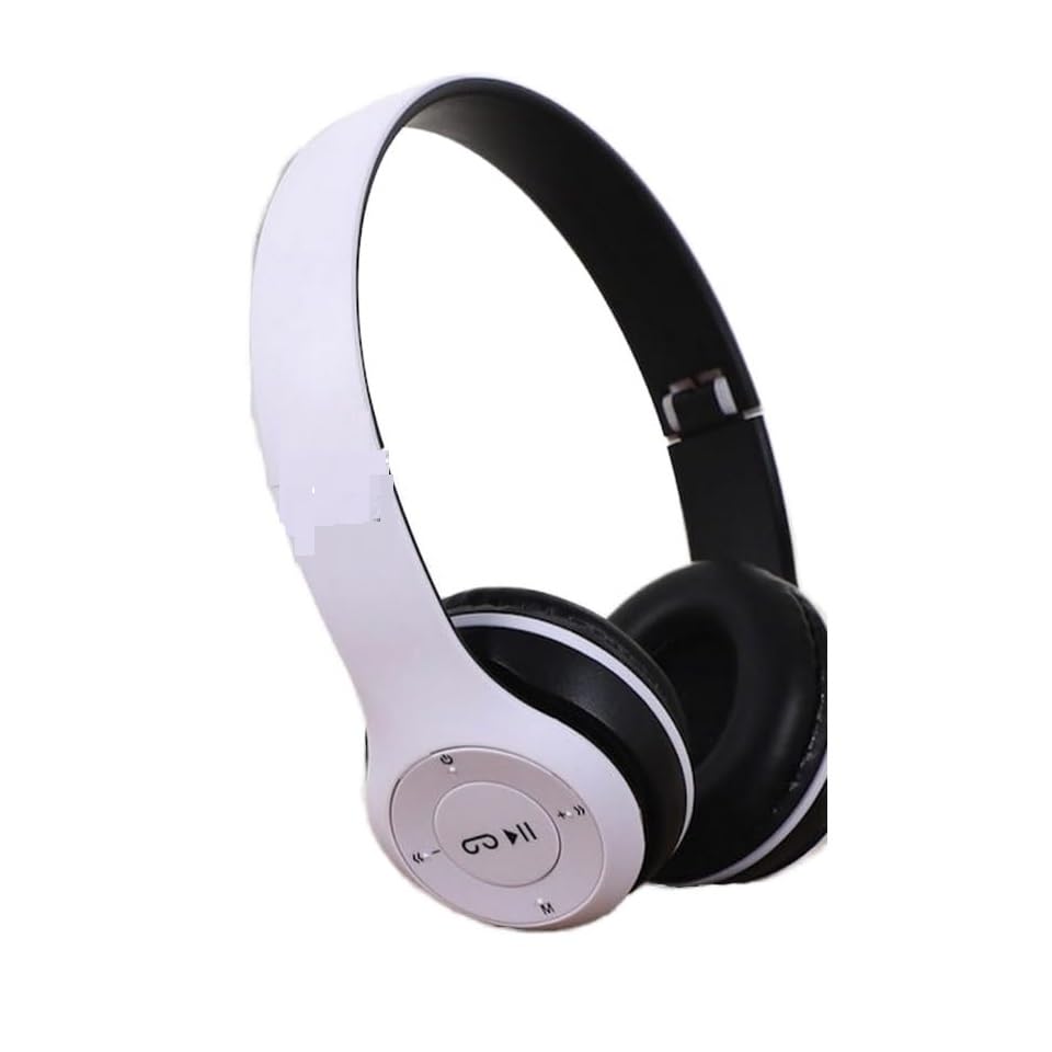 Wireless Bluetooth Headphones P47 with Mic Foldable Over-Ear Headset, Deep Bass, Adjustable Headband Portable Gaming Sports Over Ear Headphones Stereo Memory Card Bluetooth Headset (White)-image-39