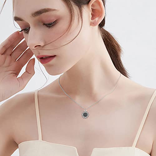 POPLYKE Sunflower Necklace for Women 925 Sterling Silver Sunflower Jewelry for Women You are My Sunshine Gifts3