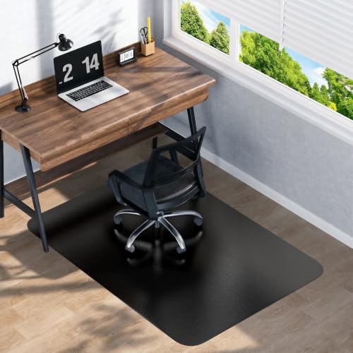 Image of Black Office Chair Mat for Hardwood Floors 36 inch x 48 inch, Heavy Duty Floor Protector for Rolling Desk Chairs, Durable Plastic Chair Mat for Home Office, Gaming Room, Tile, Laminate & Vinyl Flooring