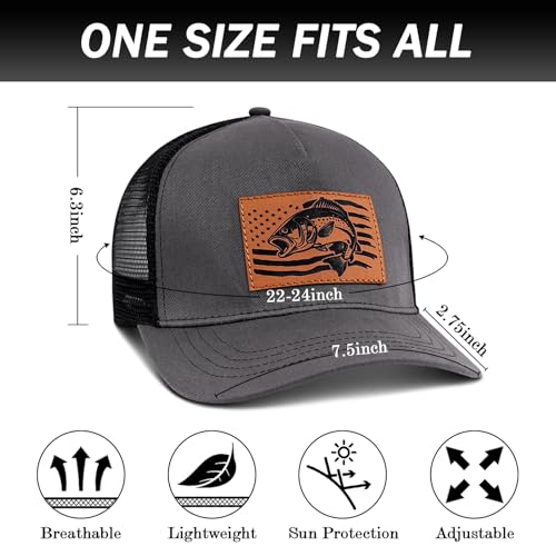 Image of Fishing Hat Fishing Gifts for Men, Bass Fish Flag Hats, Fishing Gear Accessories Stuff, Adjustable Fishing Trucker Hat