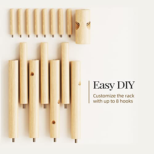 Pipishell Coat Rack Sturdy Wooden Coat Rack Stand, Adjustable Coat Tree, Free Standing Tree Hanger With 4 Sections & 8 Hooks, For Home/Bedroom/Office/Hallway/Entryway #TOP5