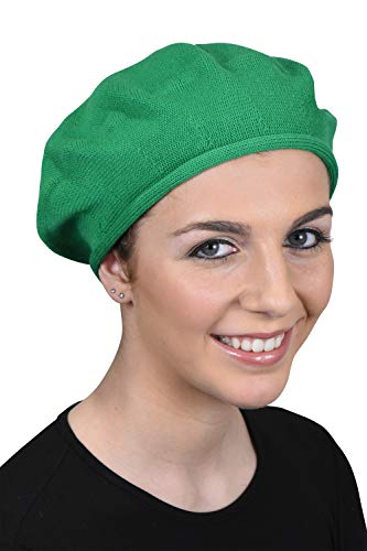 Landana Headscarves Beret for Women 100% Cotton Solid (Green)