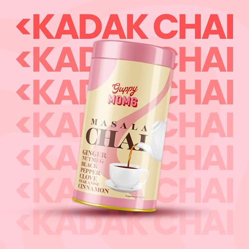 Image of Guppy Moms Masala Chai with Ginger, Pepper, Nutmeg, Aromatic Masala Granules Chai Patti | Premix Masala Flavor Black Tea - 200 gm
