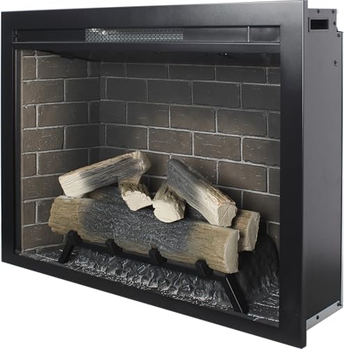 Udorich 33 Inch Infrared Electric Fireplace Insert for Cozy Ambiance, Easy Installation, Adjustable Flame Effects, Crackling Sound, Antique Black - Image 3