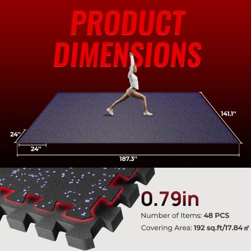 Image of SUPERJARE 0.79'' Extra-Thick 48 Pcs 192 Sq Ft Exercise Equipment Mats