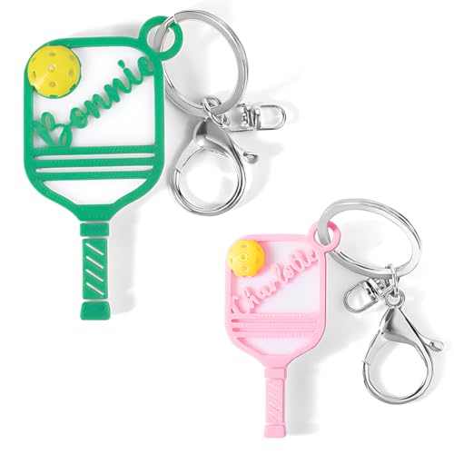 Personalized Pickleball Name Keychain Pickleball Paddle Key Chain Bag Tag with Custom Name Pickle Ball Key Chains Unique Gifts for Women Men Pickleball Keychains Charm Pickle Ball Lover Gift