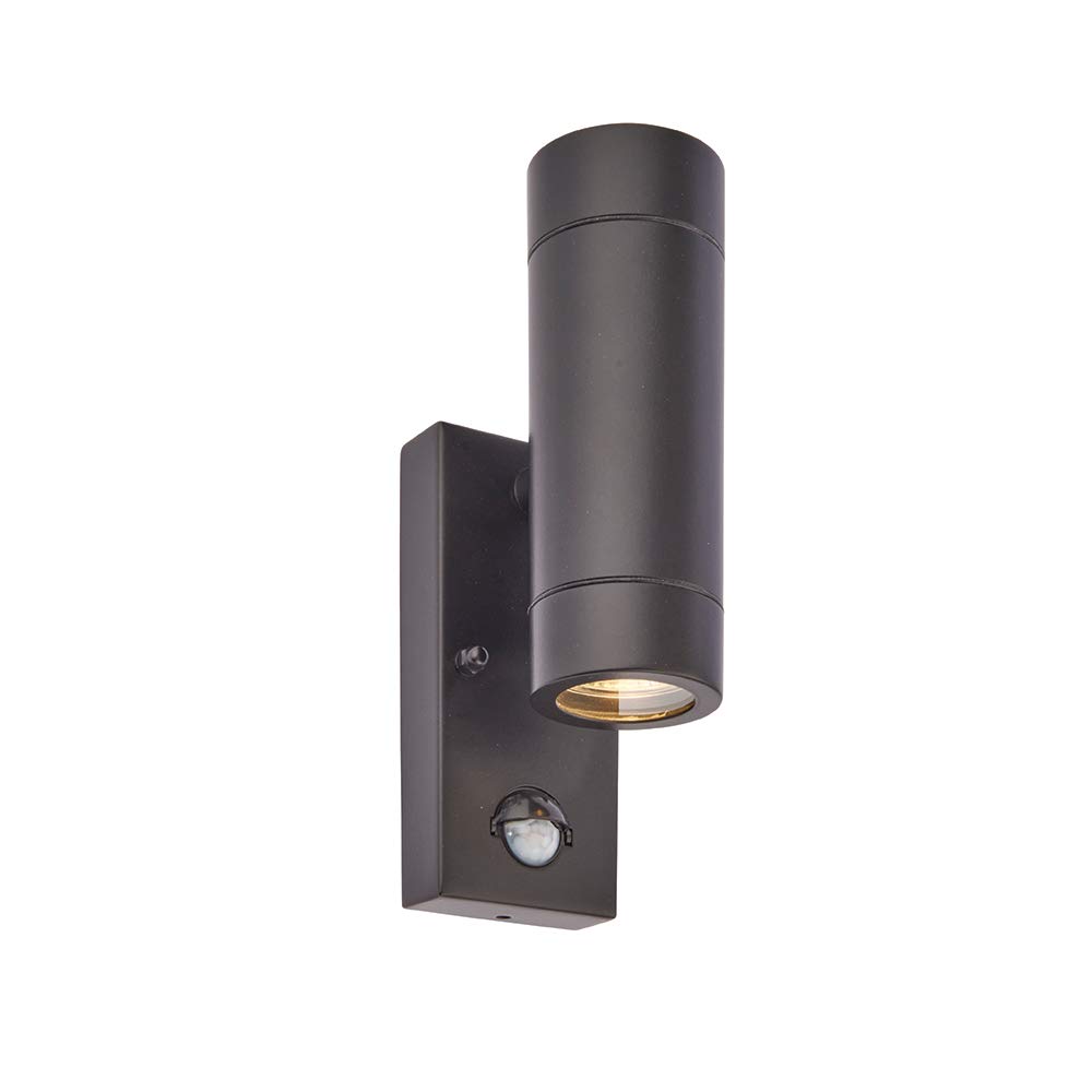 Outdoor Light Black Palin Double Spot IP44 Matt PIR Motion Sensor Saxby 75433