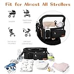 Goldmiky Kinderwagen Organizer, Buggy Kinderwagentasche, Universelle Kinderwagen-Aufbewahrungstasche mit 2 isolierten Getränkehaltern und Schultergurt, Großer Stauraum Buggy Organizer (Schwarz)