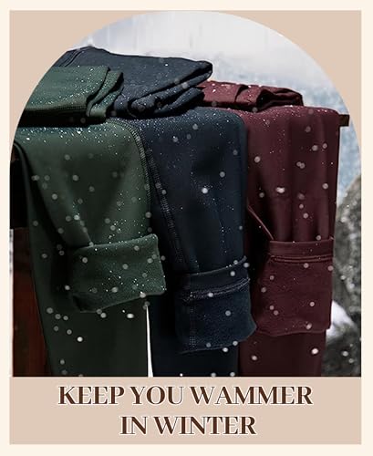 HIGHDAYS 3 Pack Fleece Lined Leggings for Women with Pockets - Tummy Control Thermal Warm Yoga Pants Plus Size S/M-4XL, Black/Black/Black, Extra Plus Size2