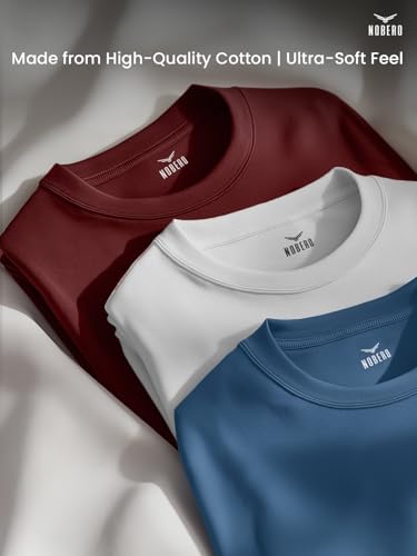 Image of Nobero 100% Cotton Tshirts for Men Combo Pack of 3 | Regular Fit Round Neck Half Sleeve