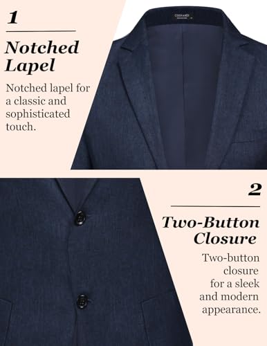 COOFANDY Mens Casual Sport Coat Modern Fit Blazer Premium Office Casual Business Suit Jacket Navy Blue